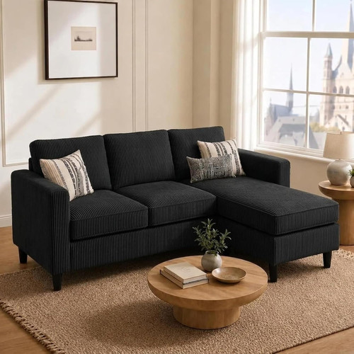 Shaped sectional sofa black - sectional,