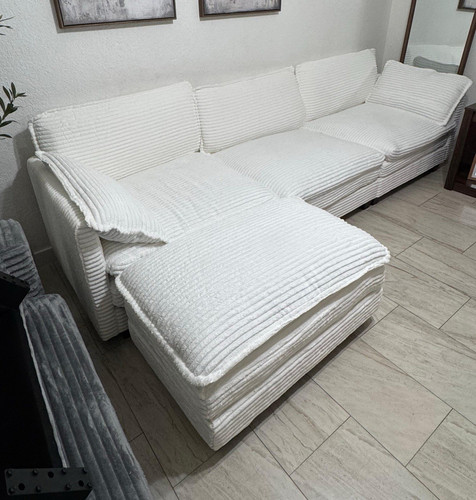 White fabric sectional - white,